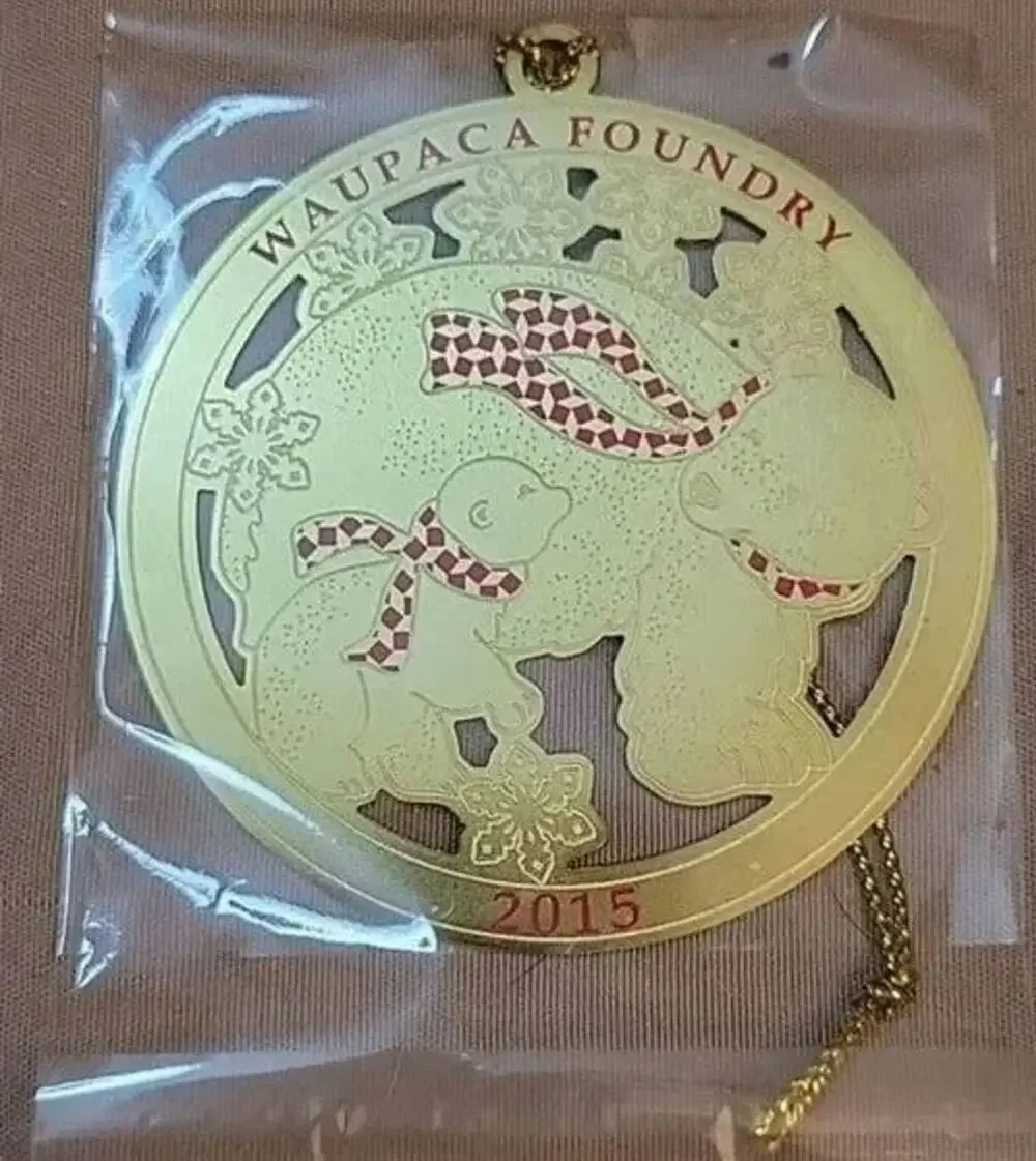 Gold Ornament with Red Accents Waupaca Foundry 2015 Employee Gratitude Gift